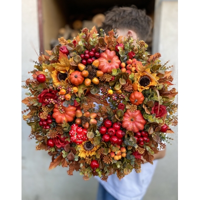 Jesenný veniec s tekvičkami