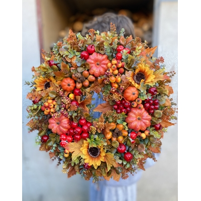 Jesenný veniec s tekvičkami